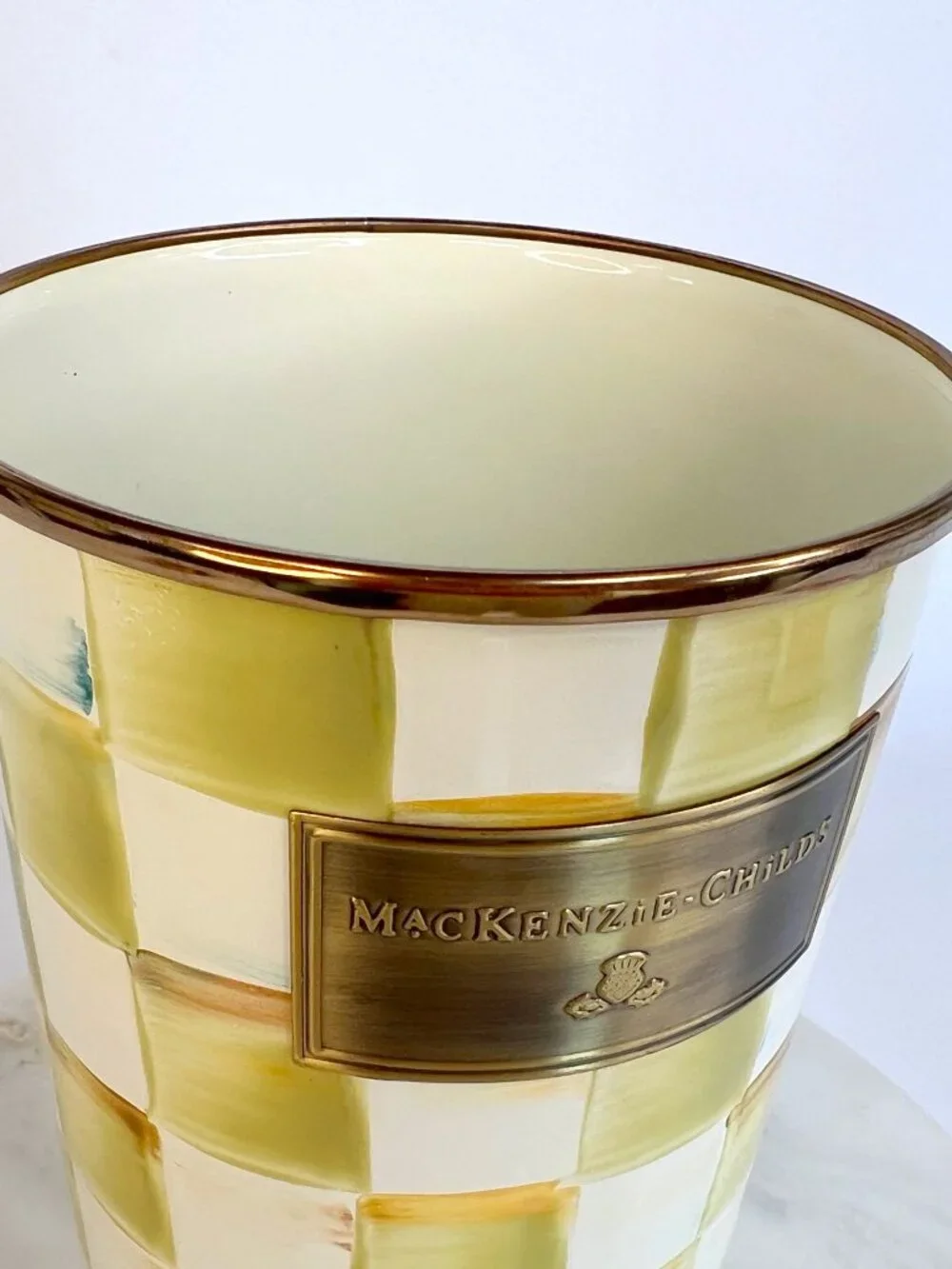 MacKenzie-Childs RARE! Parchment Check Utensil Holder 8.5
